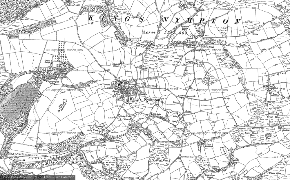 Old Map of King's Nympton, 1887 in 1887