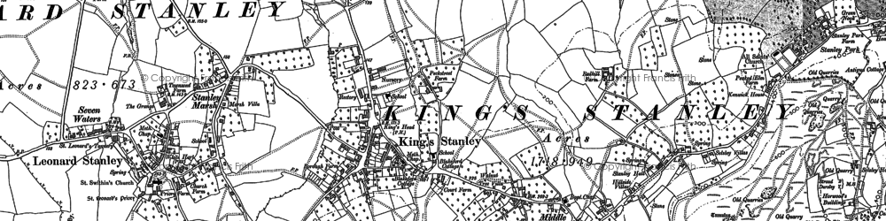 Old map of King's Stanley in 1882