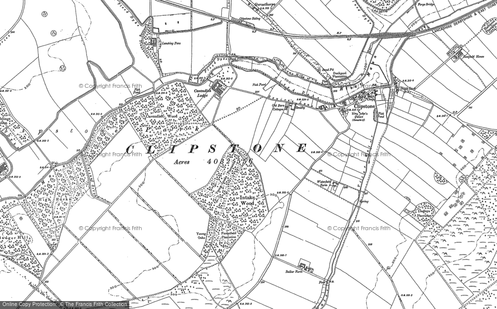 Old Map of Historic Map covering Gorsethorpe in 1884