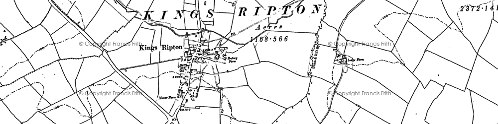 Old map of Kings Ripton in 1887