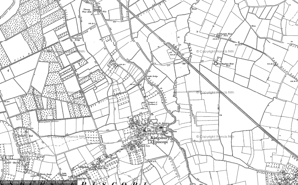 Old Map of Kingsbury Episcopi, 1886 in 1886