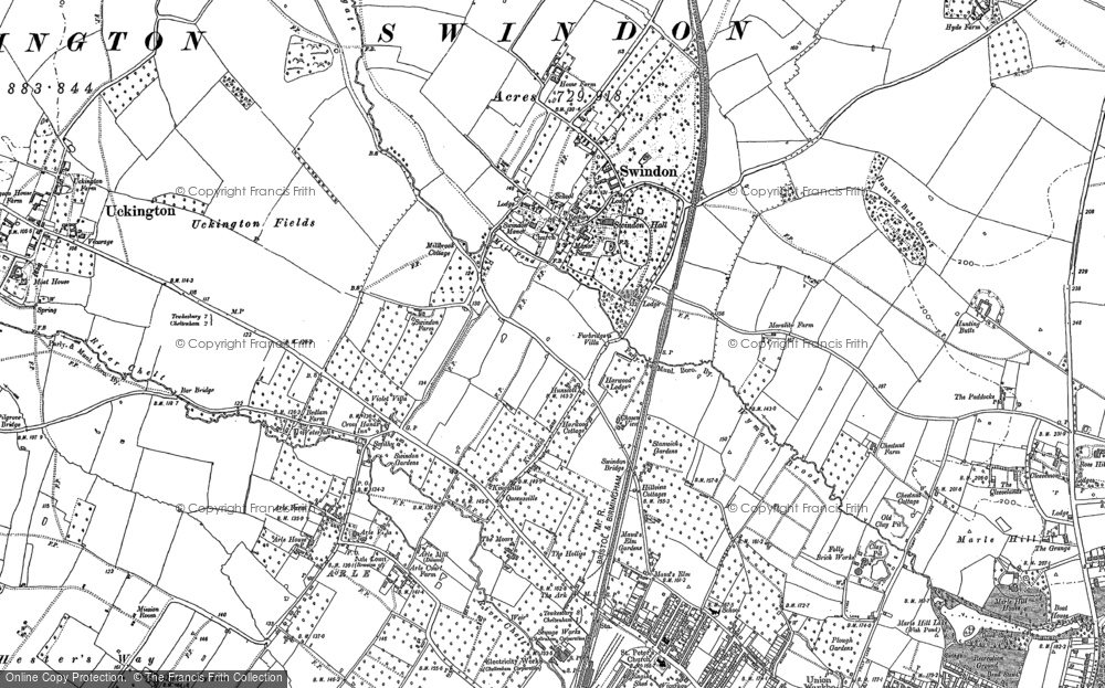 Old Map of Historic Map covering Arle in 1883