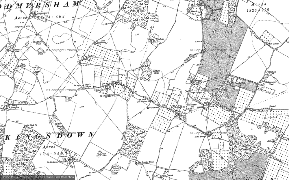 Old Map of Historic Map covering Erriottwood in 1896