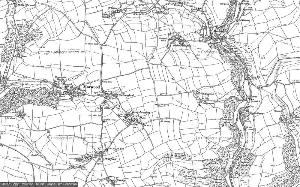 Old Map of Historic Map covering Bradiford Water in 1886