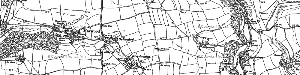 Old map of Bradiford Water in 1886