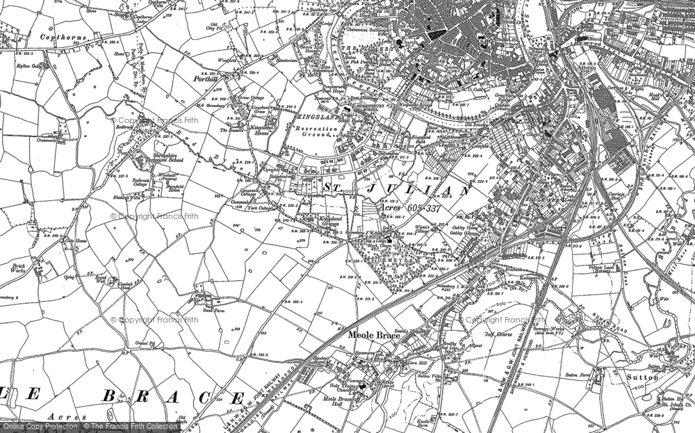 Old Map of Historic Map covering Copthorne in 1881