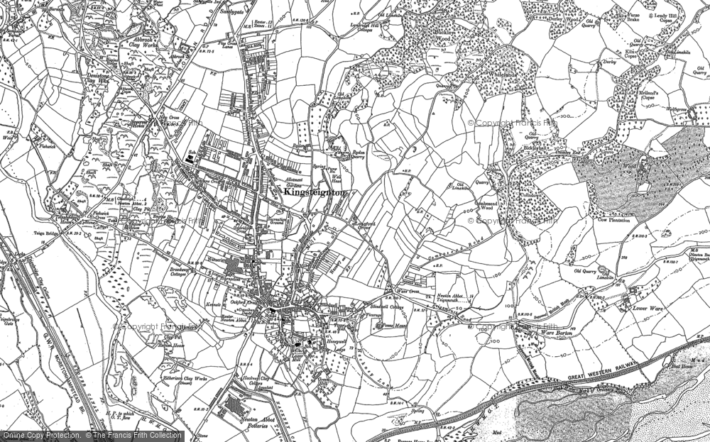 Old Map of Historic Map covering Lindridge Hill in 1887