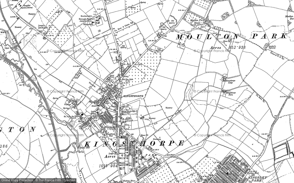 Old Map of Kingsthorpe, 1884 in 1884