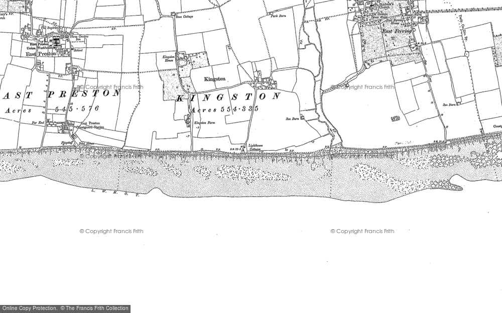 Old Map of Kingston Gorse, 1896 - 1910 in 1896