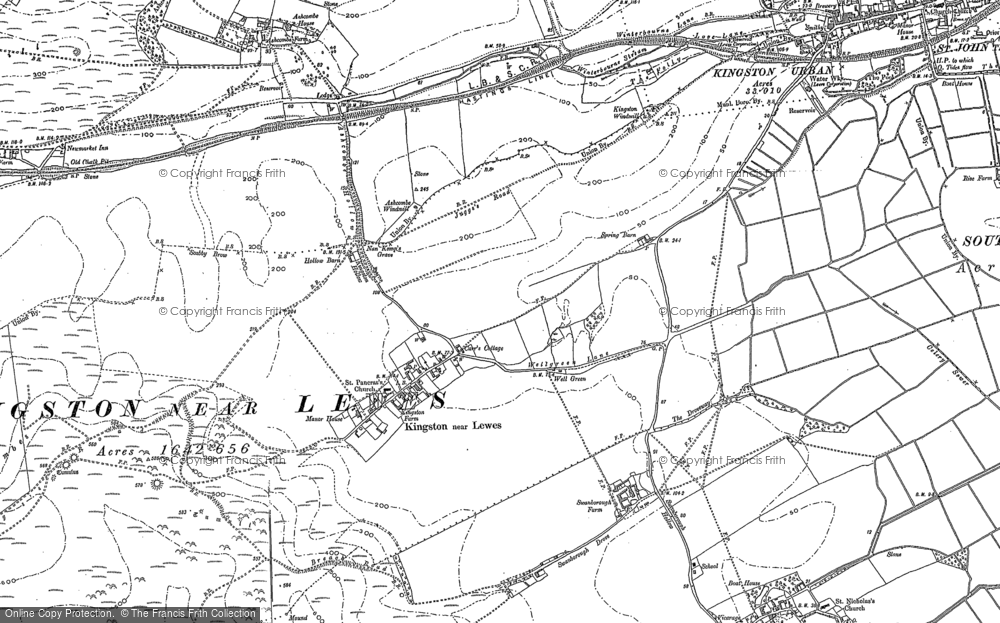 Old Map of Kingston near Lewes, 1897 - 1909 in 1897
