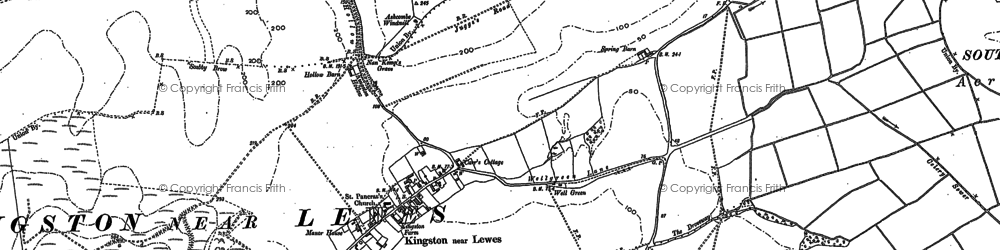 Old map of Kingston near Lewes in 1897