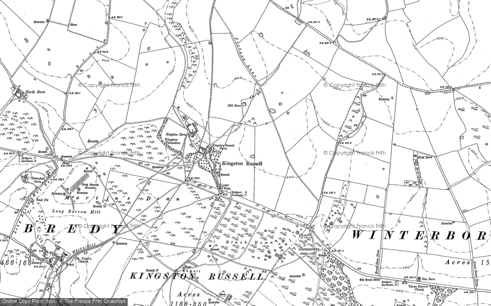 Old Map of Historic Map covering Broad Stone, The in 1886