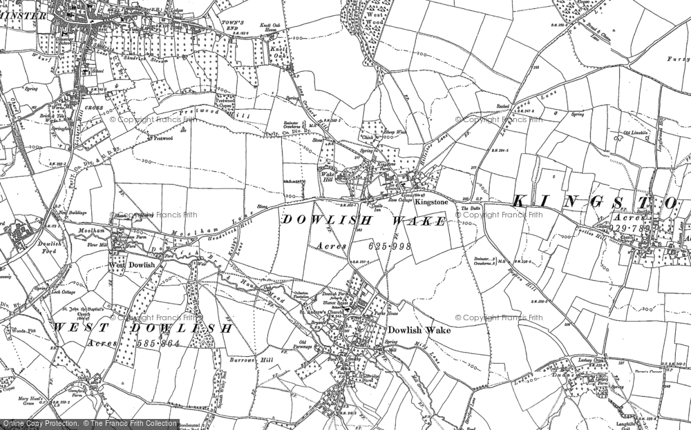 Old Map of Historic Map covering Knott Oak in 1886