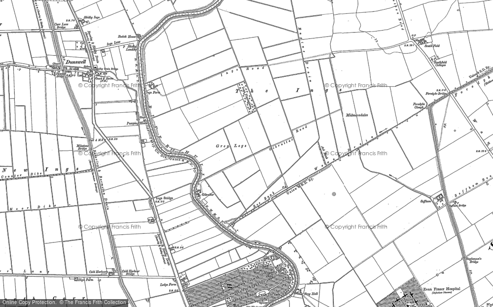Old Map of Historic Map covering The Ings in 1888
