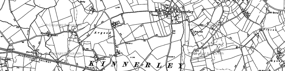 Old map of Kinnerley in 1881