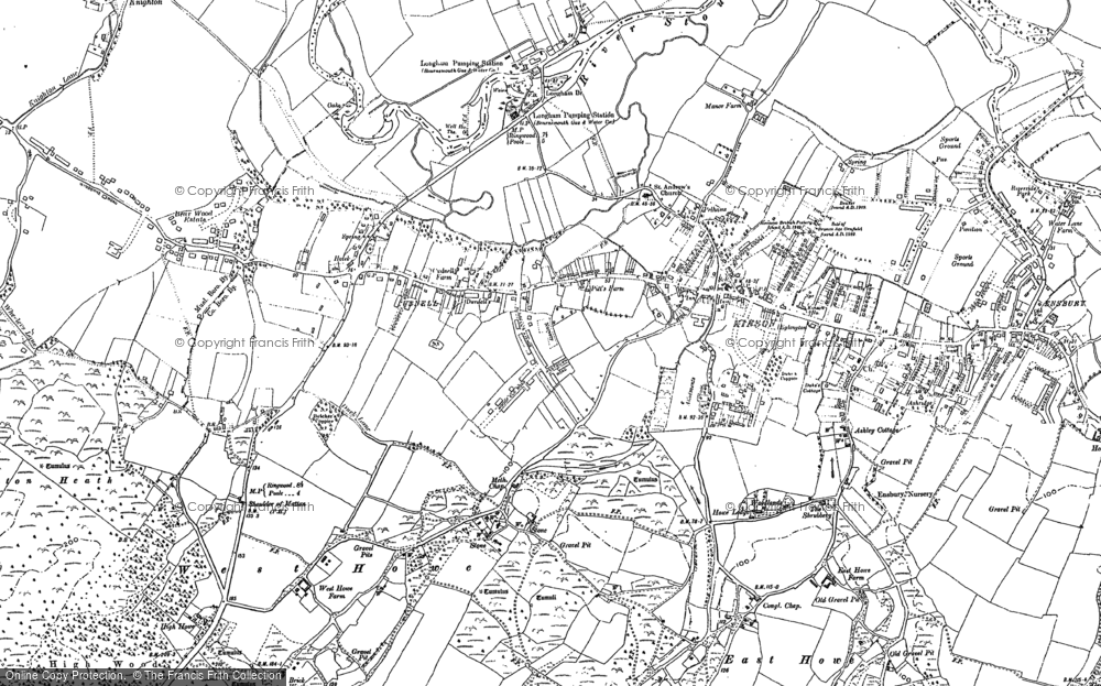 Old Map of Historic Map covering Bear Cross in 1907