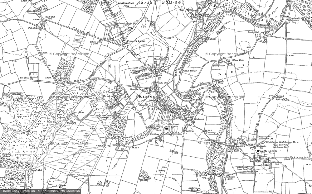 OLD ORDNANCE SURVEY MAP WOLLASTON 1901 WATERLOO INN KINVER LIGHT RAILWAY 