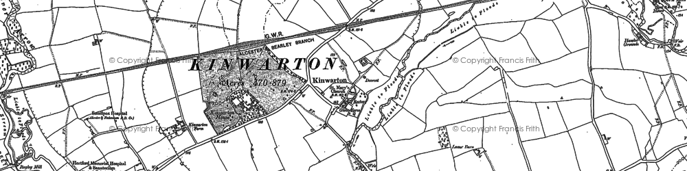 Old map of Coughton Fields in 1885