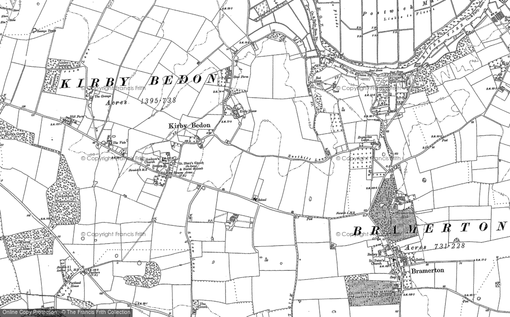 Old Map of Kirby Bedon, 1881 in 1881