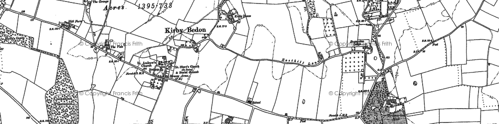 Old map of Kirby Bedon in 1881