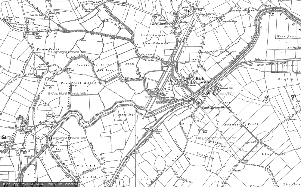 Old Map of Kirk Bramwith, 1891 in 1891