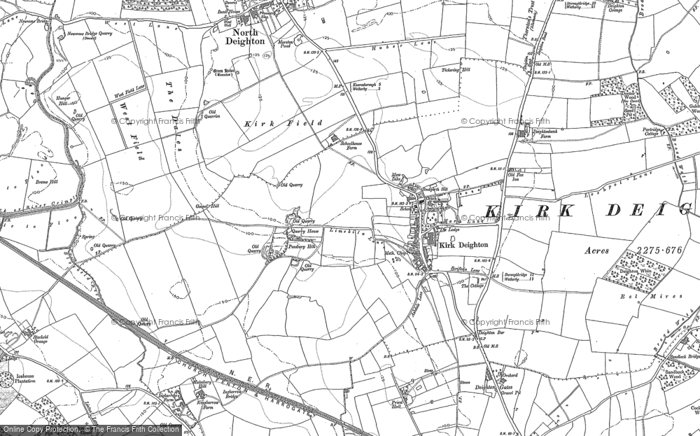 Old Map of Kirk Deighton, 1892 in 1892