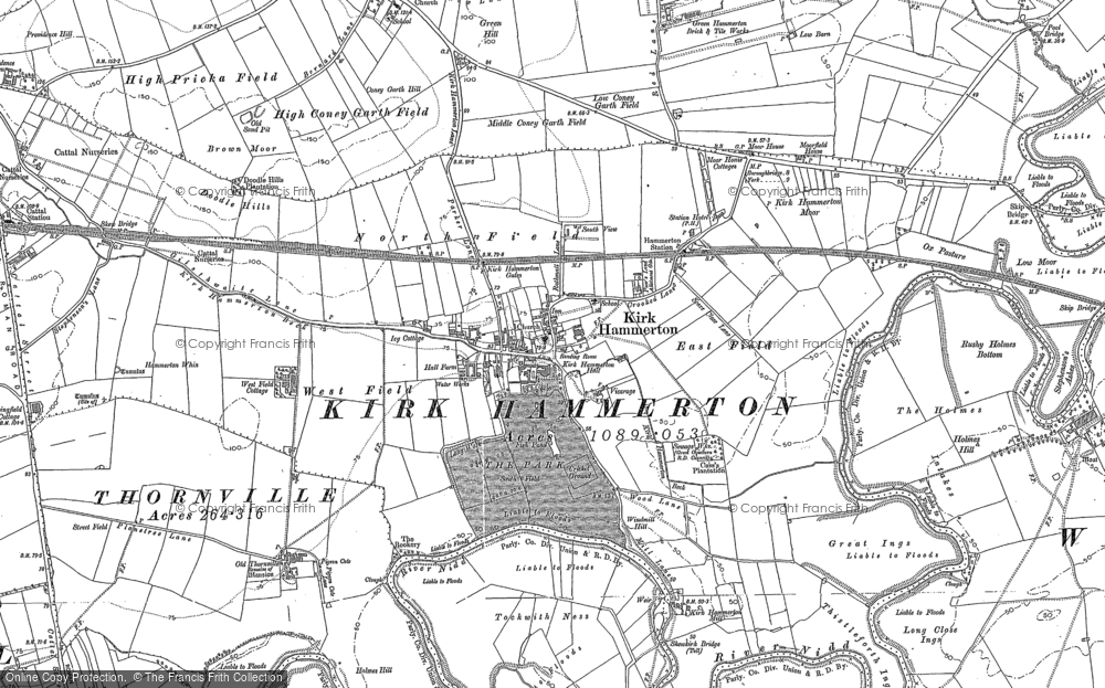 Old Map of Kirk Hammerton, 1892 in 1892