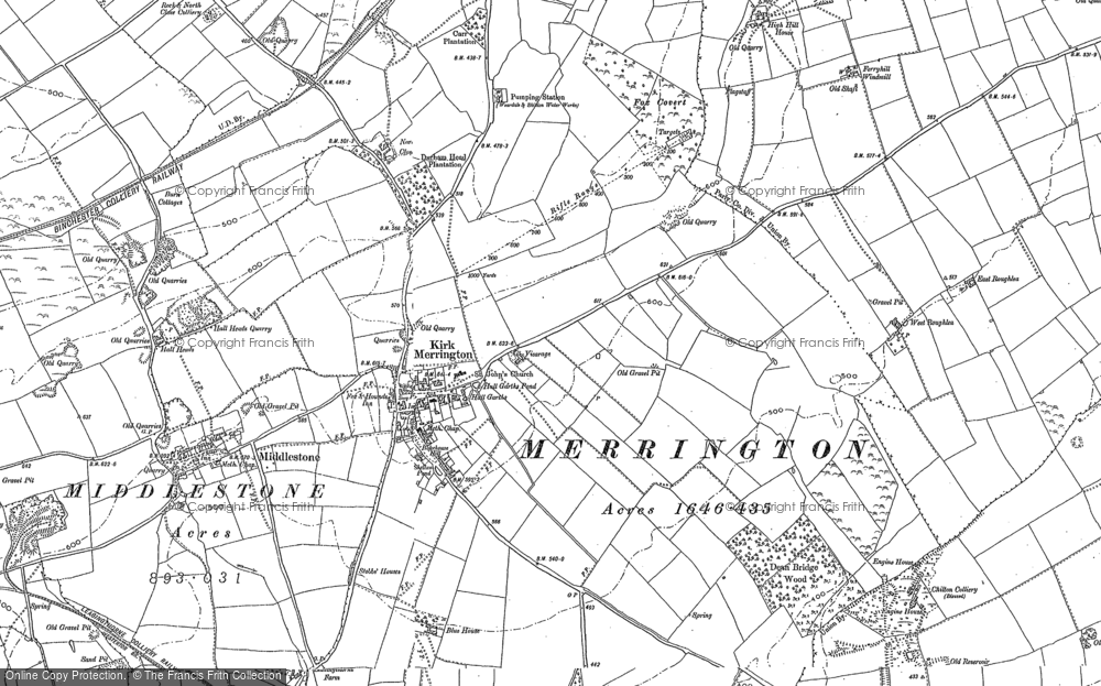 Old Map of Kirk Merrington, 1896 in 1896