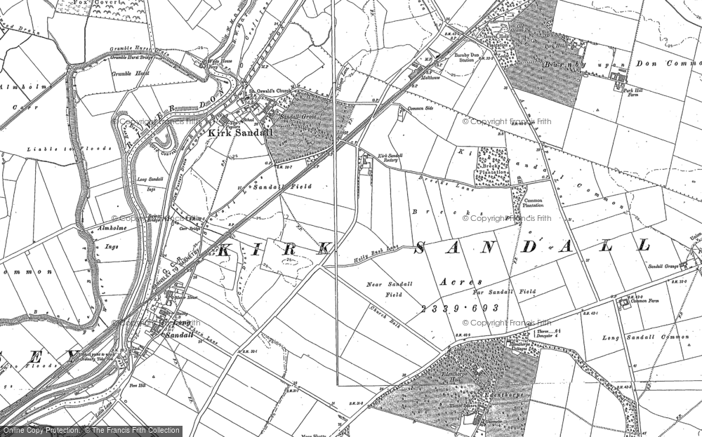 Old Map of Kirk Sandall, 1891 in 1891