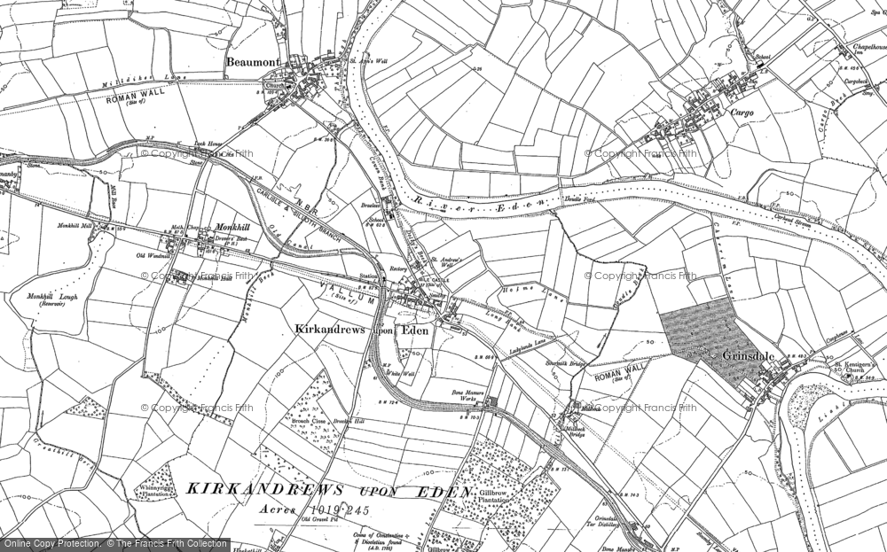 Old Map of Kirkandrews-on-Eden, 1899 in 1899