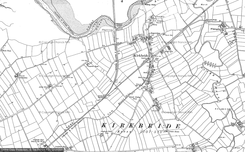 Old Map of Historic Map covering Angerton Ho in 1899
