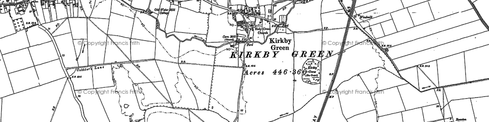 Old map of Kirkby Green in 1887