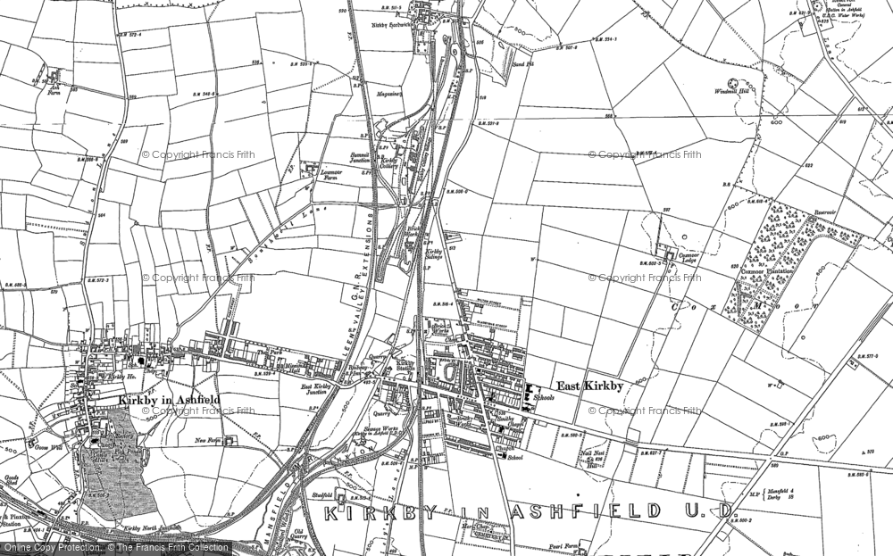 Old Map of Kirkby-In-Ashfield, 1898 in 1898