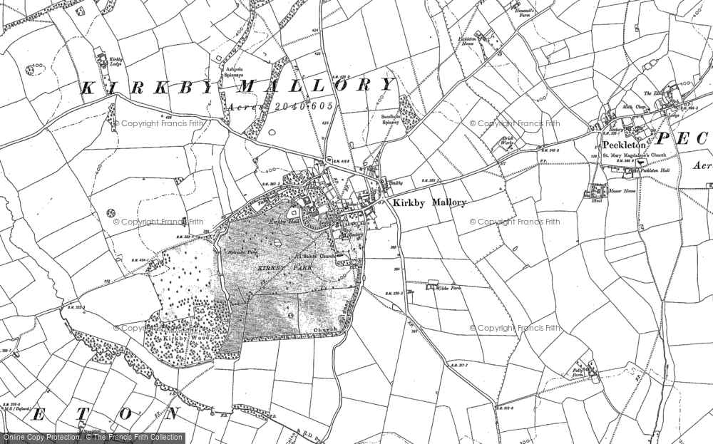 Old Map of Kirkby Mallory, 1885 in 1885