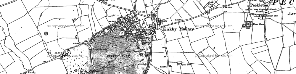 Old map of Kirkby Mallory in 1885