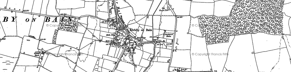 Old map of Kirkby on Bain in 1887