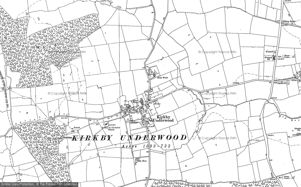 Old Map of Kirkby Underwood, 1886 - 1887 in 1886