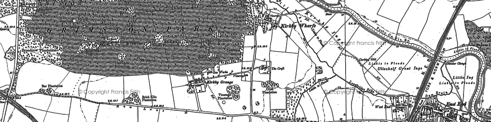 Old map of Kirkby Wharfe in 1890