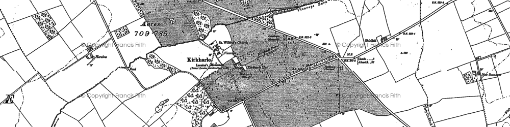 Old map of Kirkharle in 1895
