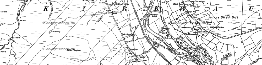 Old map of Whitley Castle (Roman Fort) in 1895