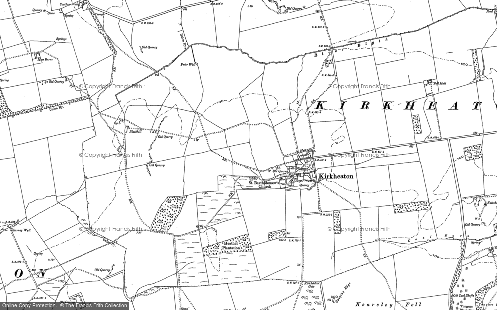 Old Map of Kirkheaton, 1895 in 1895