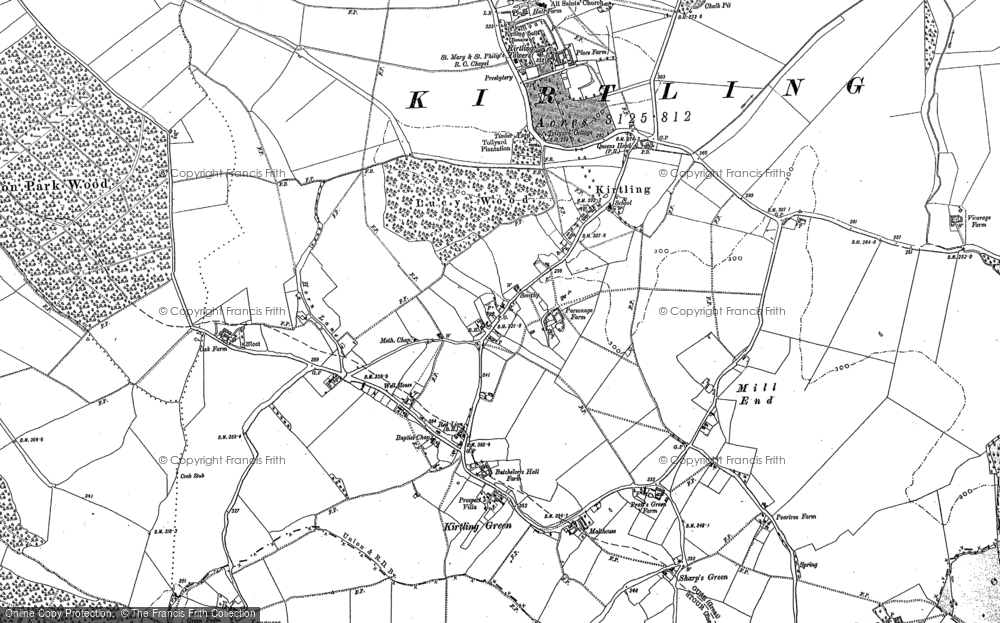 Old Map of Kirtling, 1884 - 1901 in 1884