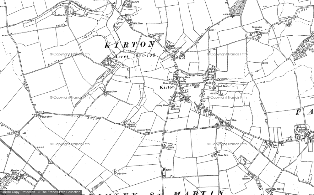 Old Map of Kirton, 1881 - 1902 in 1881