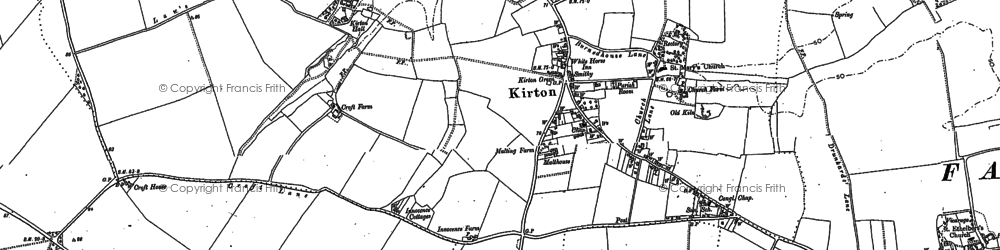 Old map of Kirton in 1881