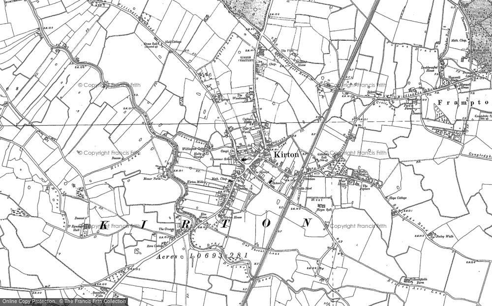 Old Map of Kirton, 1887 in 1887