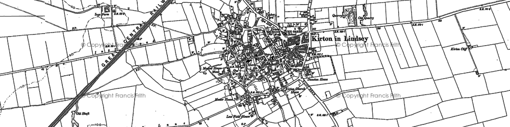Old map of Kirton in Lindsey in 1885