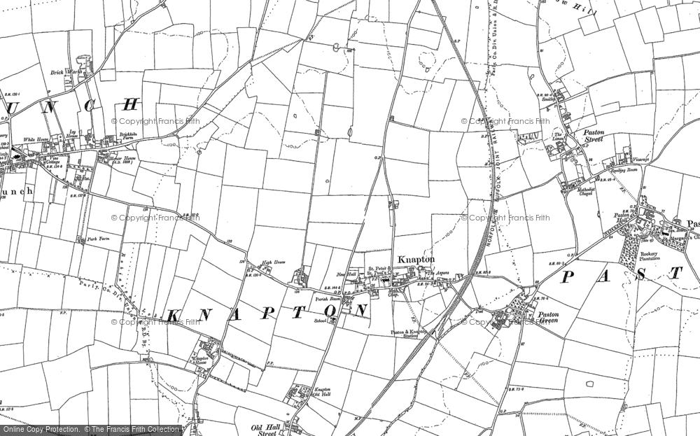 Old Map of Historic Map covering Old Hall Street in 1884