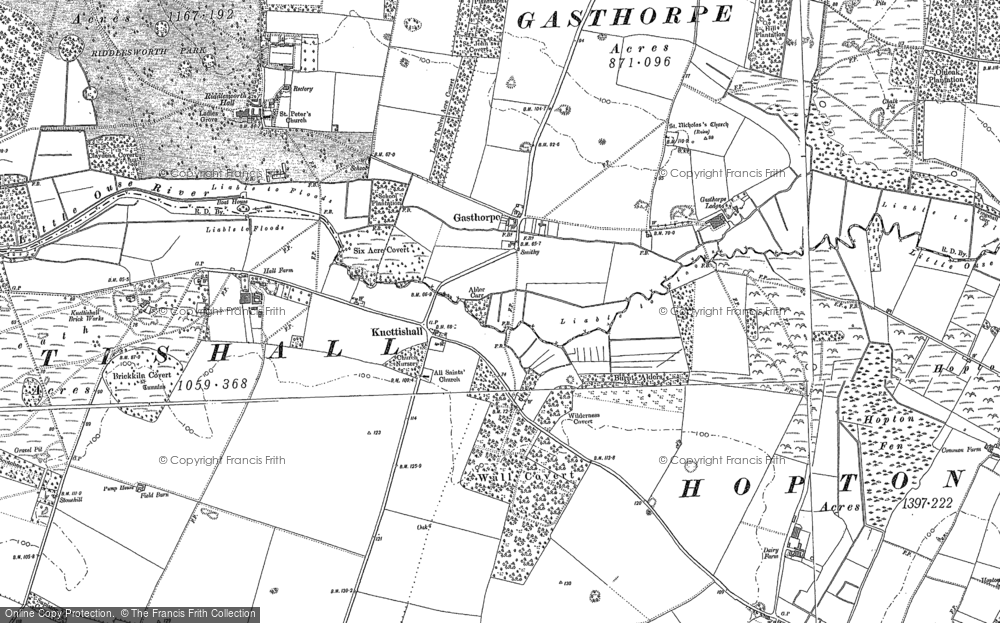 Old Map of Knettishall, 1882 - 1883 in 1882