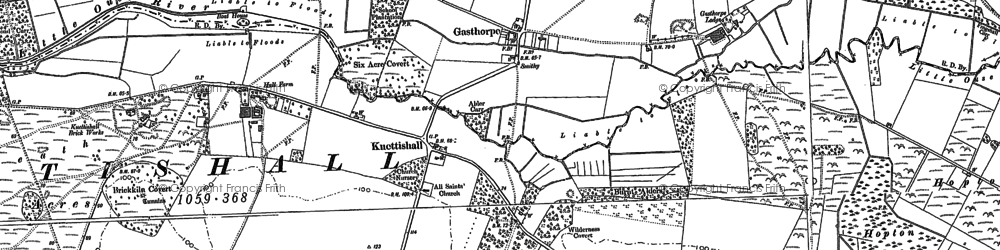 Old map of Knettishall in 1882