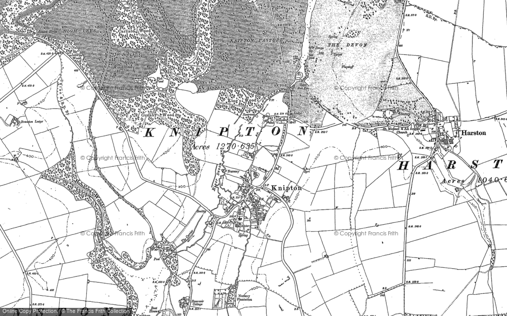 Old Map of Knipton, 1886 - 1902 in 1886
